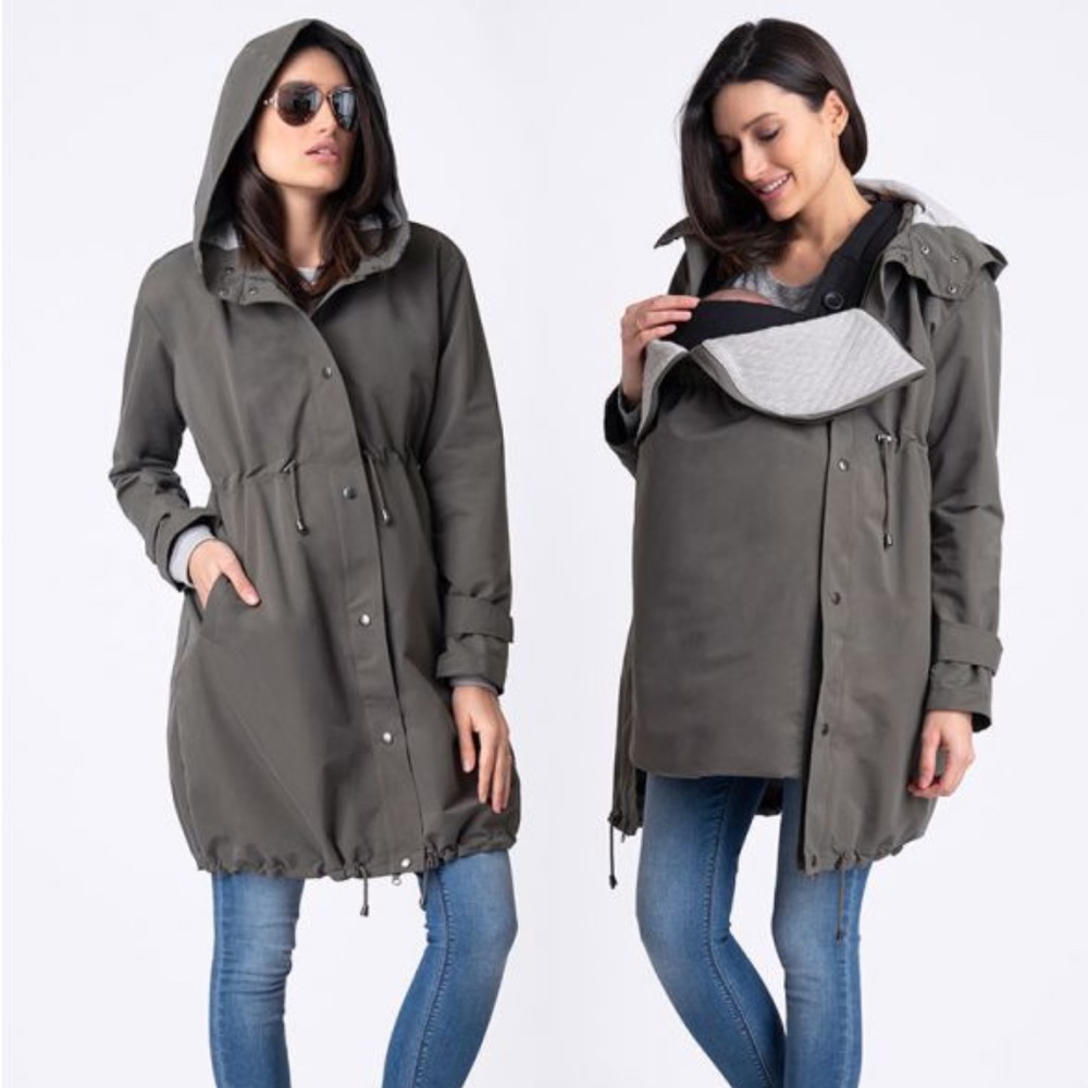 Serafine maternity olive green coat size small